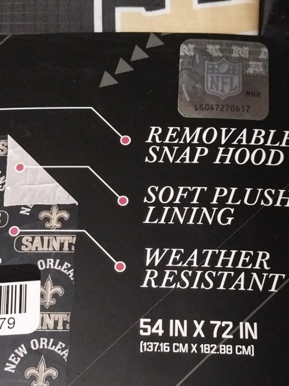 New Orleans Saints Black Wearable /Blanket